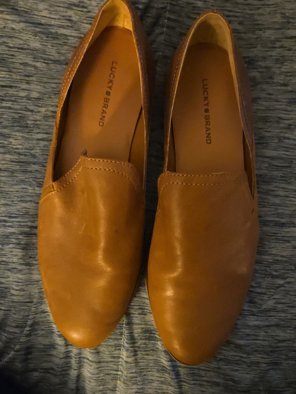 Lucky Brand Women's Cognac Leather Slip-On Loafers Size 10